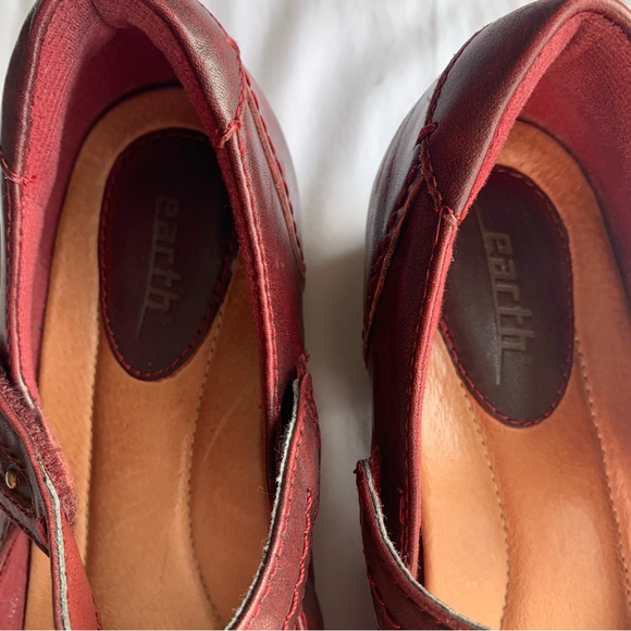 Earth Red-Burgundy Leather Clover Mary Jane Shoes Size 7.5 Boho Academia - Picture 2 of 9